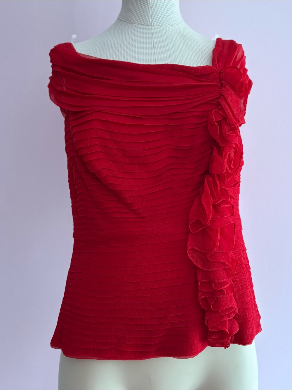 Red Ruffled One-Shoulder Women’s Blouse